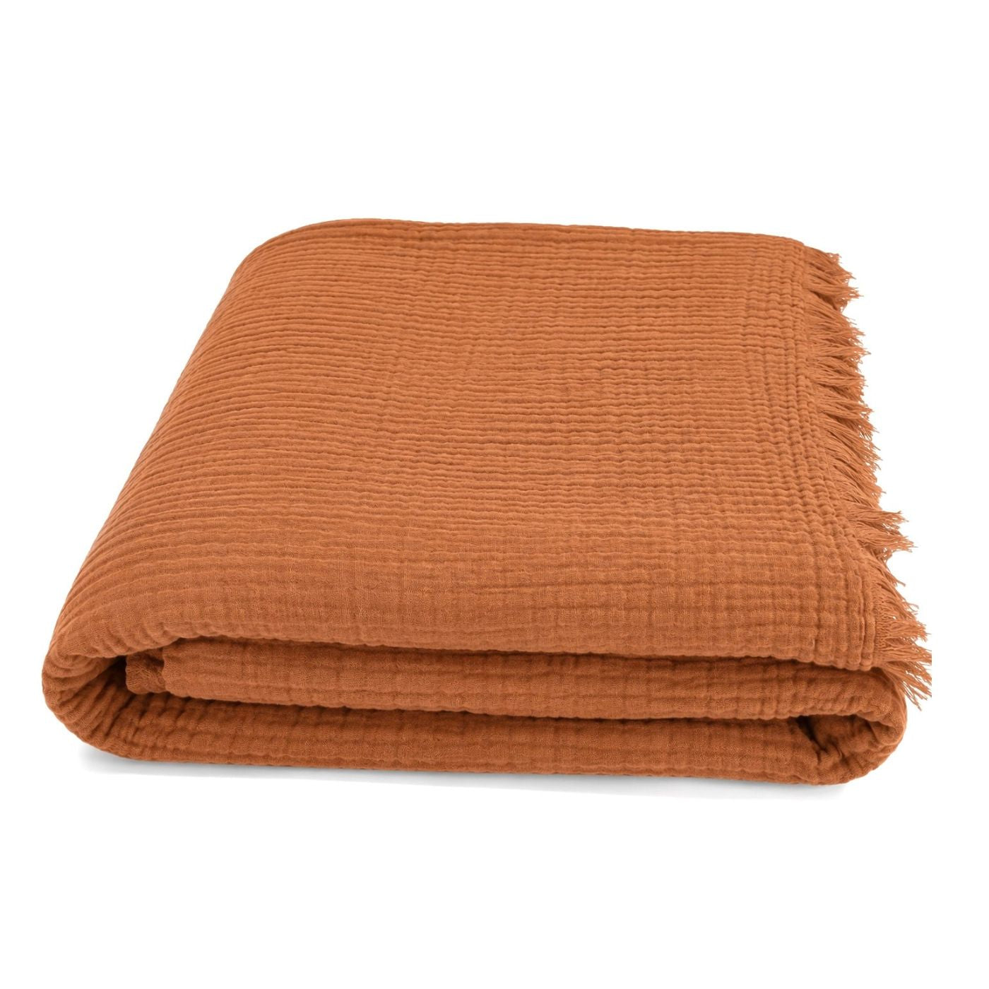 Musselin Tagesdecke Solea in Caramel als Produktfoto aus 100% Baumwolle