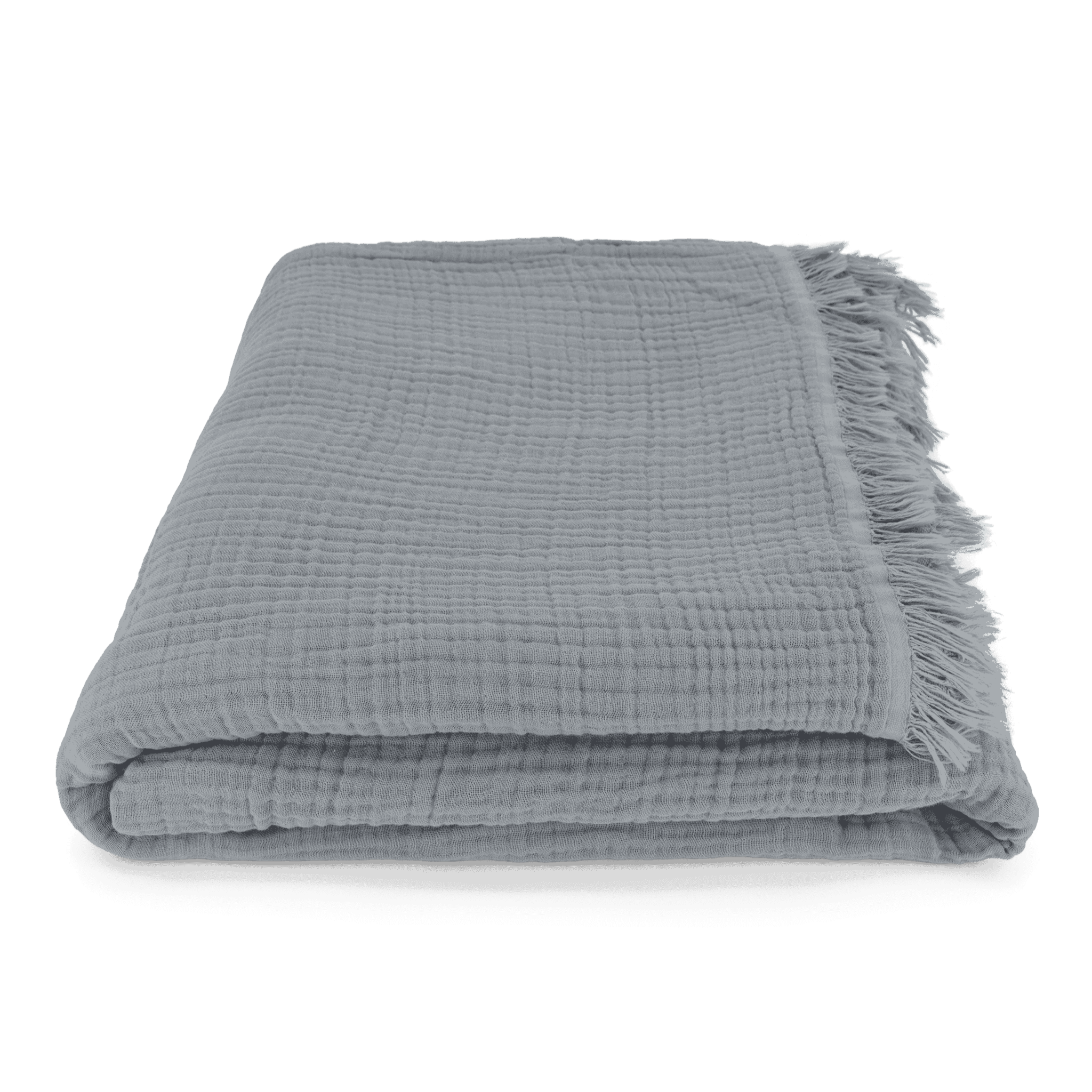 Tagesdecke aus Musselin in grau – aus 100 % Baumwolle, weich, bügelfrei und atmungsaktiv, Grösse 180x220 cm