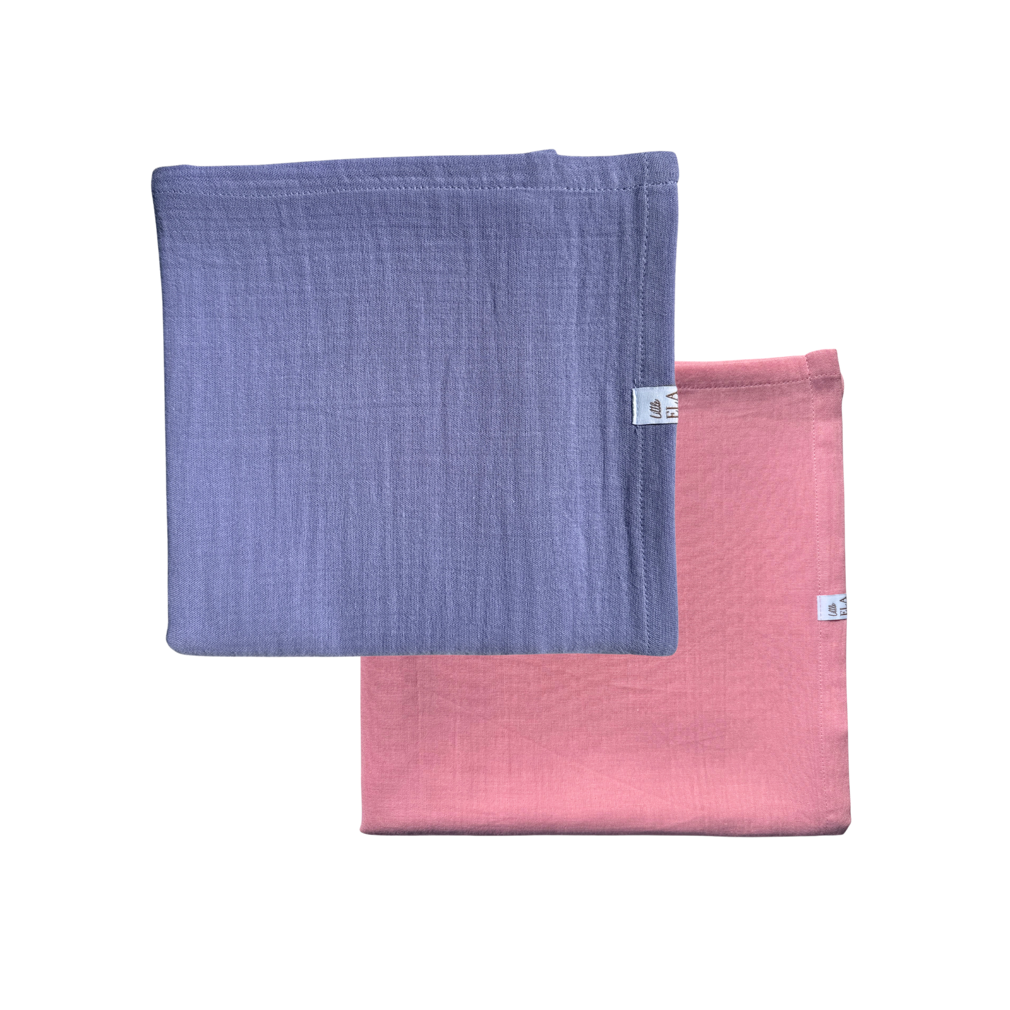 Nuschis Bio Baumwolle 2er Set 60x60, Musselin Babys, kann als Spucktuch, Halstuch oder zum Schmusen verwendet werden. Auch toll als Geschenk zur Geburt. Farben Lilla und Rosa