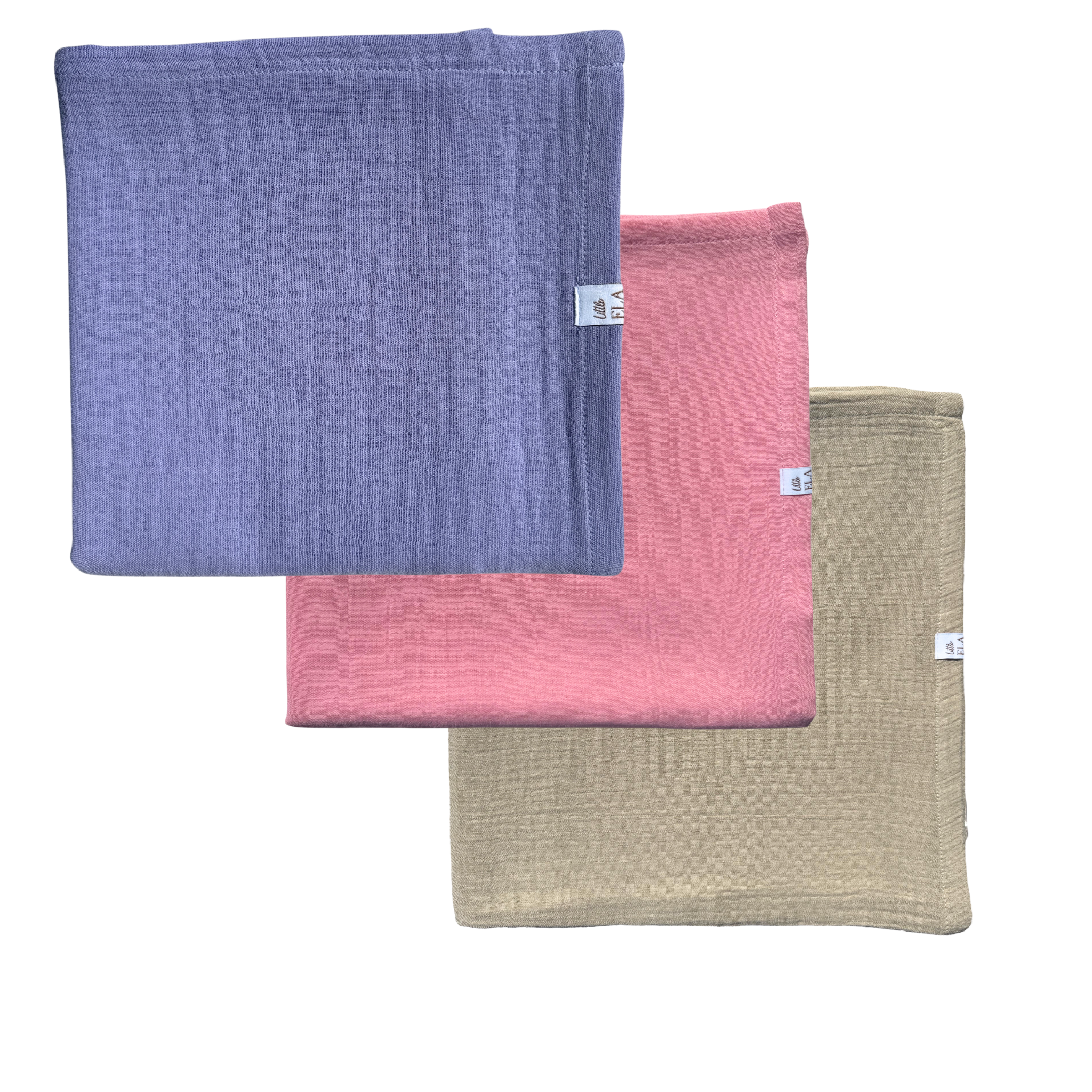 Nuschis im Set – 100 % Bio-Baumwolle, Farben Rosa, Lila und Beige, als 2r-Set 40x40 cm ideal für Babys, oder Geschenk zur Geburt