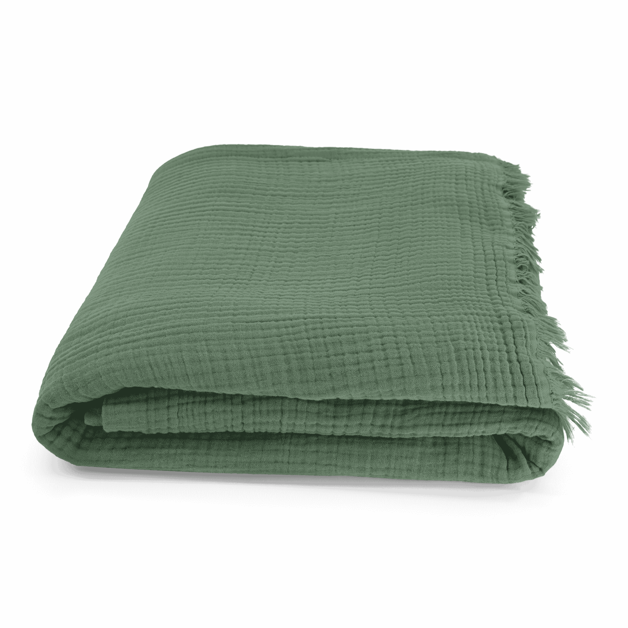 Tagesdecke aus Musselin in Salbei Farbe – aus 100 % Baumwolle, weich, bügelfrei und atmungsaktiv, Grösse 180x220 cm