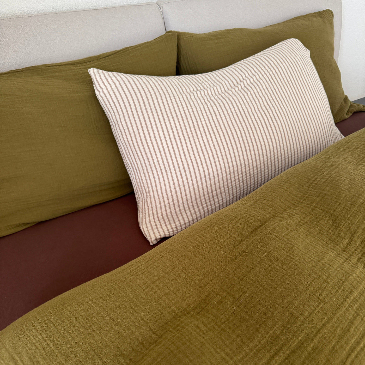 Musselin Duvetbezug Sora Olivgrün