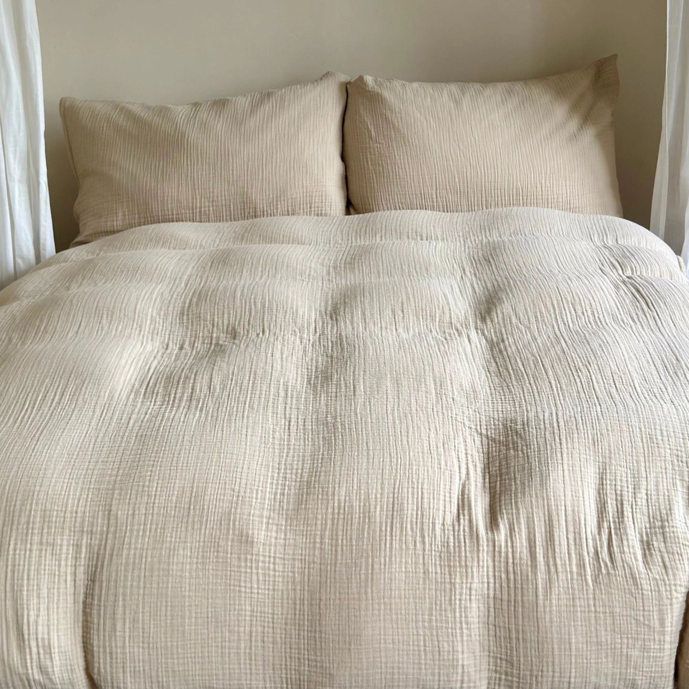 Musselin Duvetbezug Sora Leinenbeige