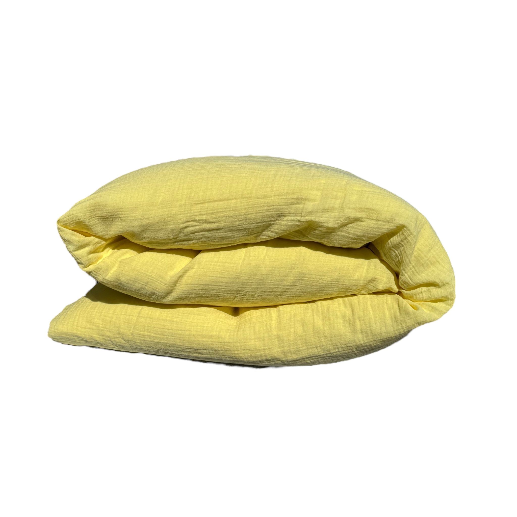 Bio-Musselin Bettwäsche- in Gelb– mit Reissverschluss, weich und bügelfrei, Grössen 160x210 und 210x200