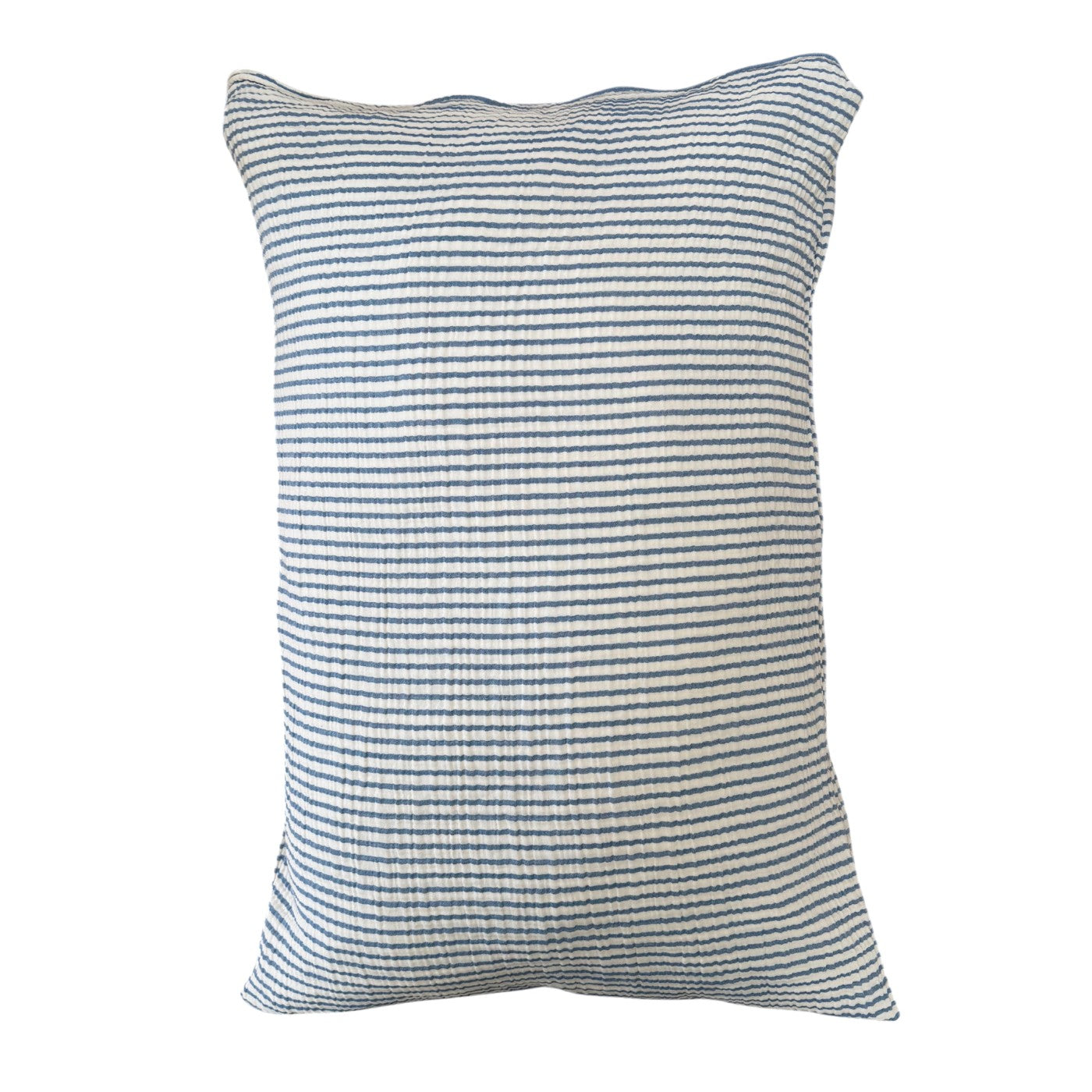 Musselin Kissenbezug Sora Streifen Ecru-Blau