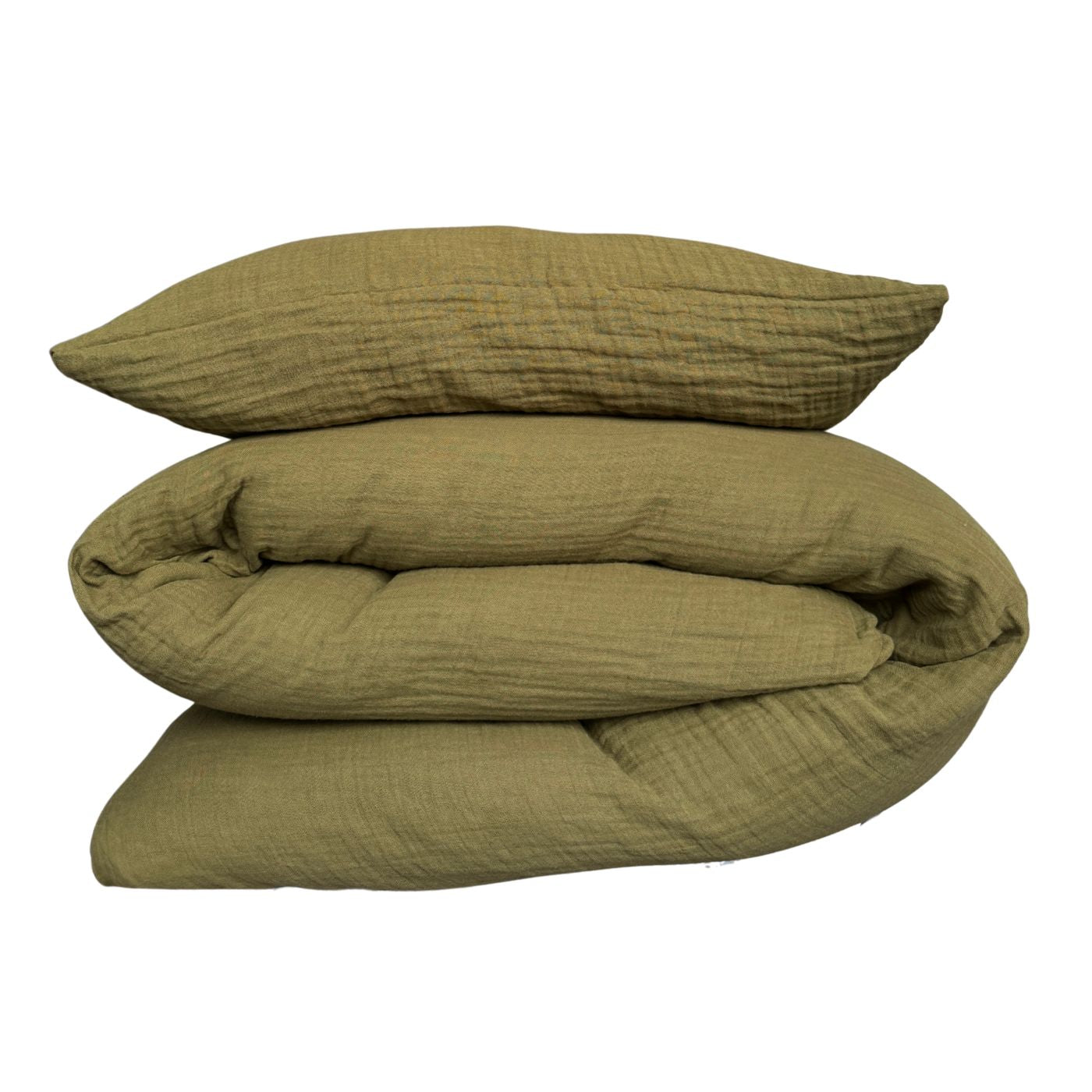 Musselin Kissenbezug Sora Olivgrün