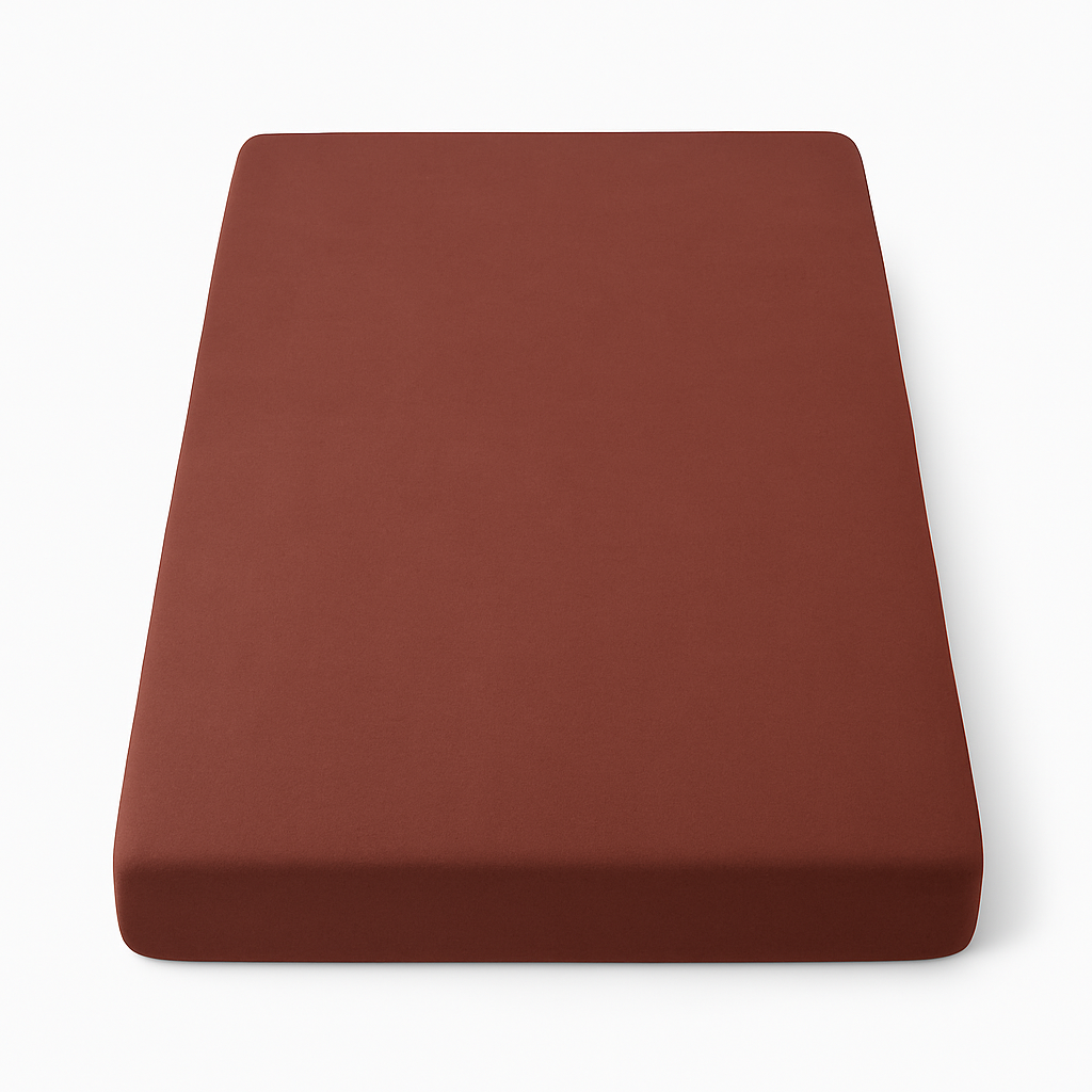 Mokka Jersey Fixleintuch als Produktfoto auf weissem Hintergrund