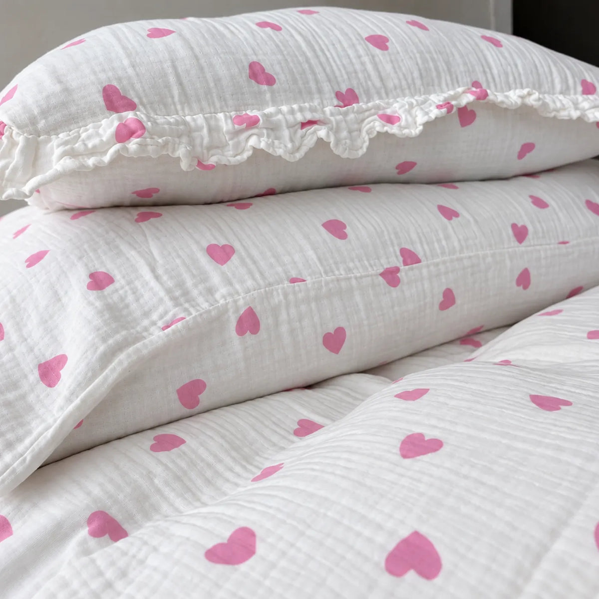 Musselin Volant Kissenbezug Sora Rosa Liebe