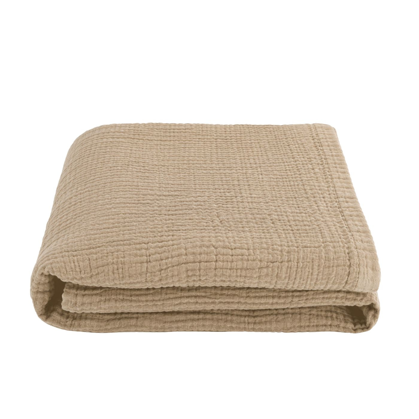 Musselin Tagesdecke Juna in Beige aus 100% Baumwolle