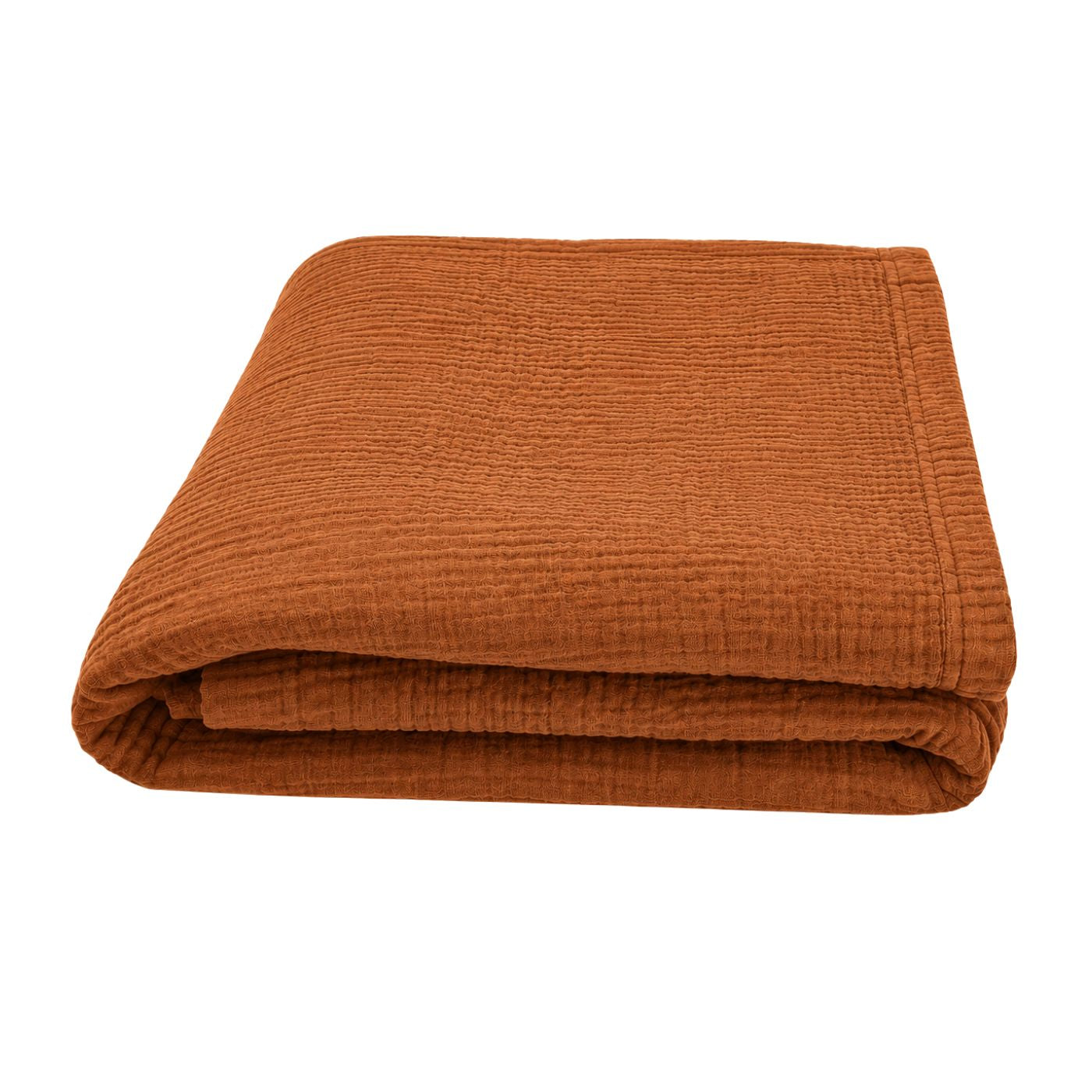 Musselin Tagesdecke Juna in Caramel aus 100% Baumwolle