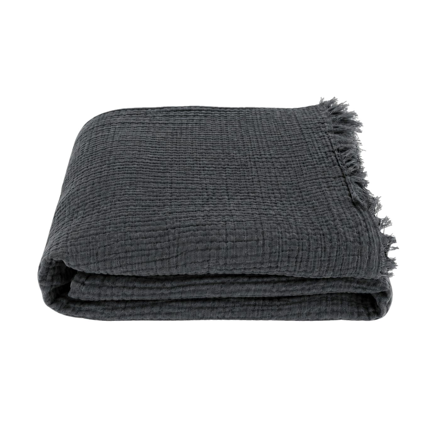 Musselin Tagesdecke Solea in Anthrazit aus 100% Baumwolle