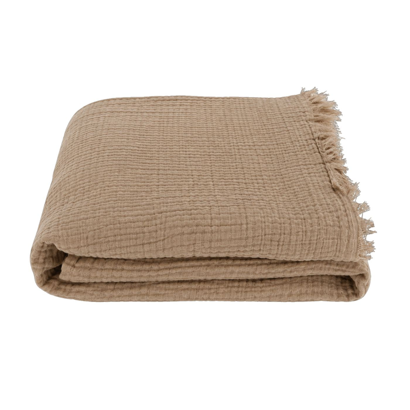Musselin Tagesdecke Solea in Beige aus 100% Baumwolle