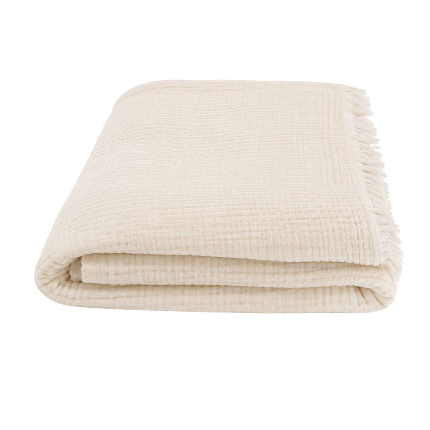 Musselin Tagesdecke Solea in Creme aus 100% Baumwolle