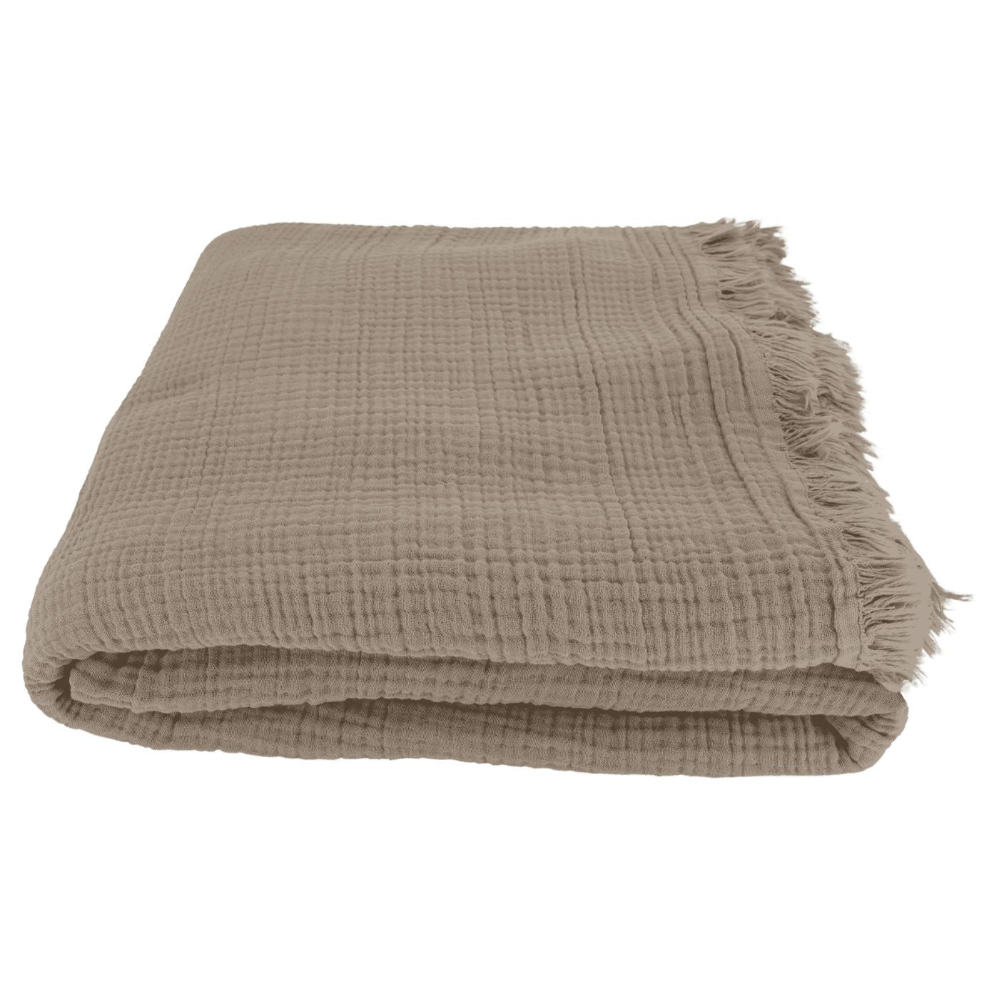 Musselin Tagesdecke Solea in Taupe aus 100% Baumwolle