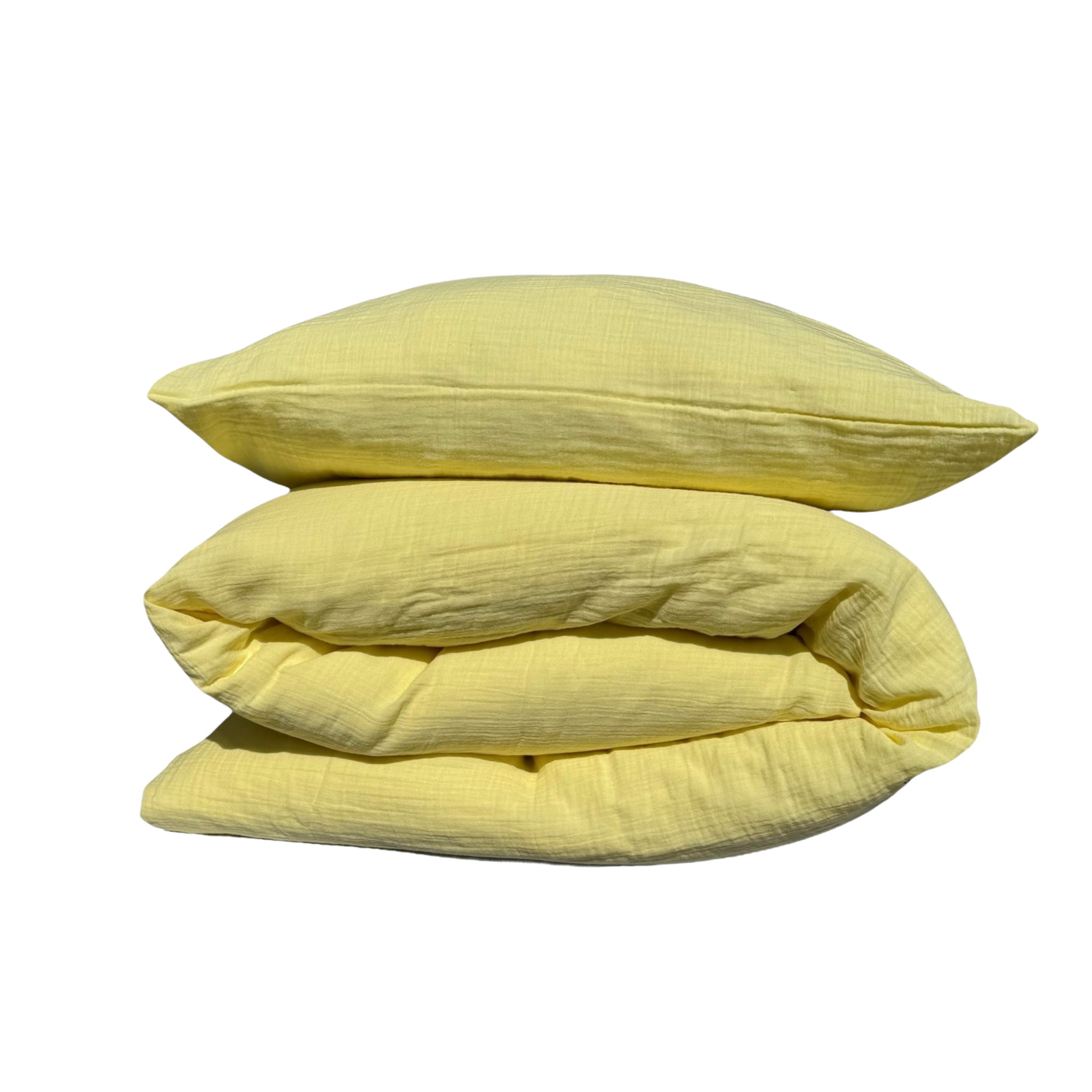 Bio-Musselin Bettwäsche-Set in Gelb – mit Reissverschluss, weich und bügelfrei, Grössen 160x210 und 210x200