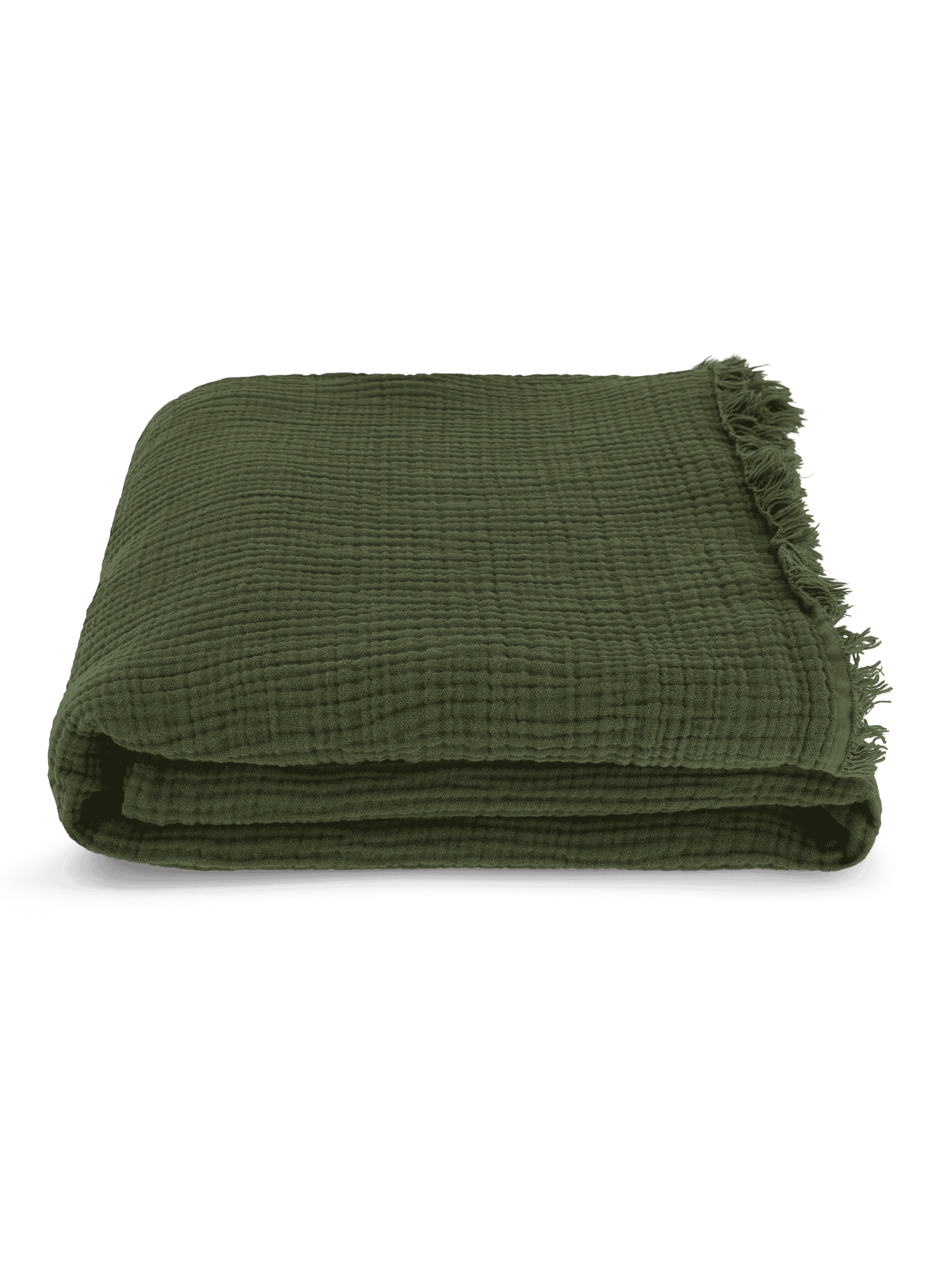 Luxuriöse Musselin-Tagesdecke in Dunkelgrün – 180x220 cm, aus 100 % Baumwolle, weich, bügelfrei und atmungsaktiv, ideal für moderne, natürliche und minimalistische Einrichtungsstile