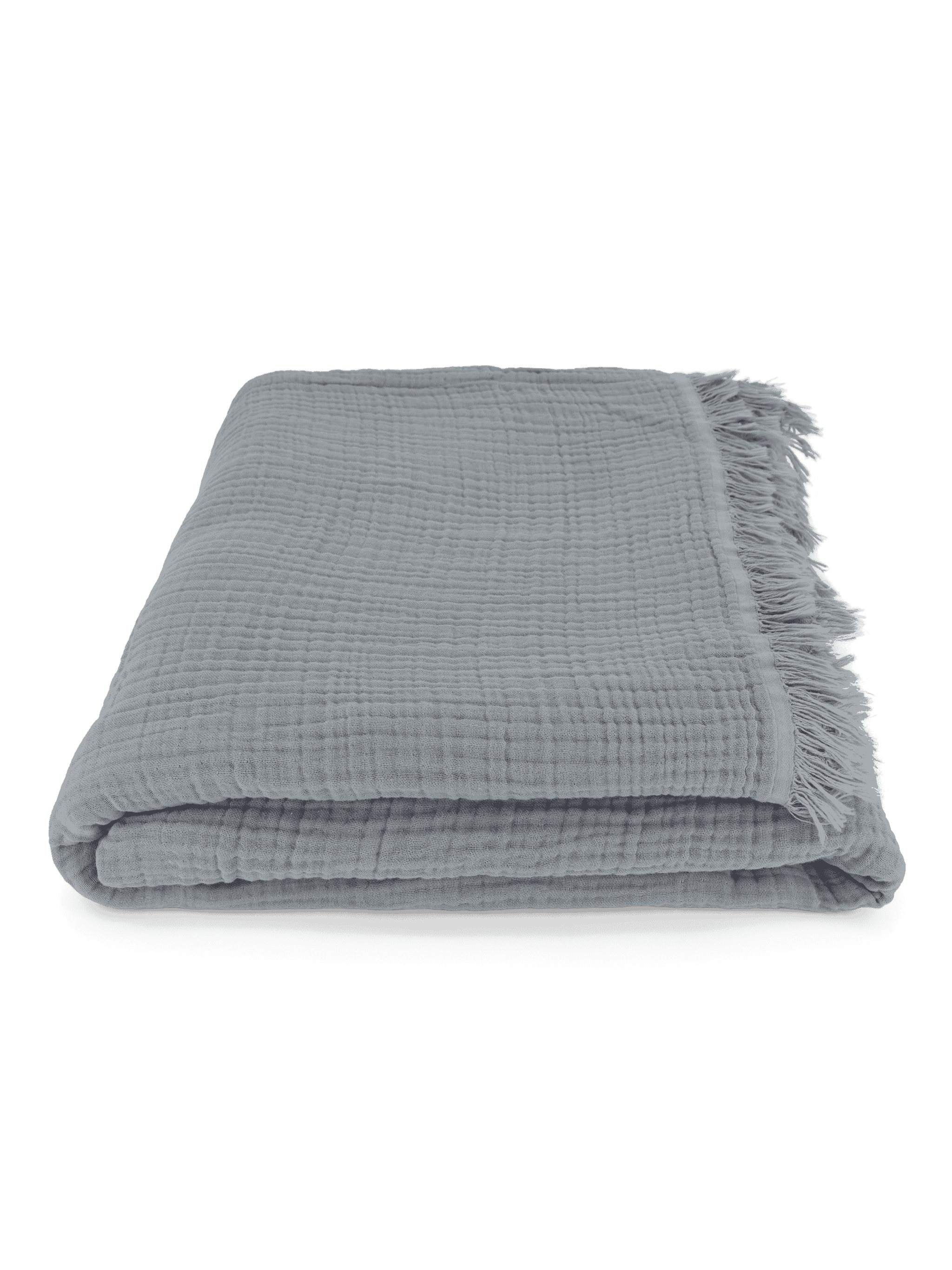 Tagesdecke aus Musselin in grau – aus 100 % Baumwolle, weich, bügelfrei und atmungsaktiv, Grösse 180x220 cm