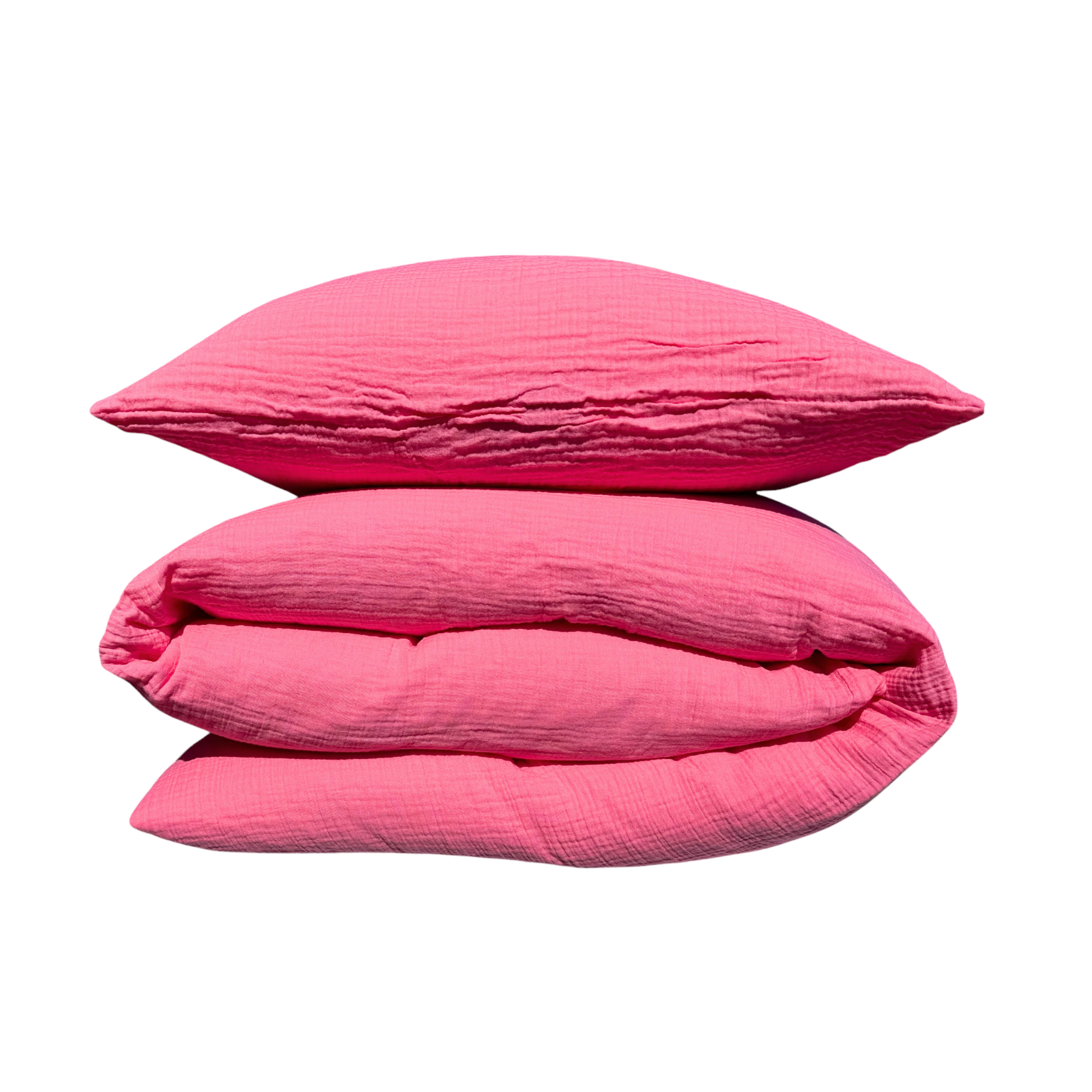 Bio Baumwolle Musselin Kopfkissen Bezug, Duvetbezug  mit Reissverschluss in Farbe Pink, Rosa 