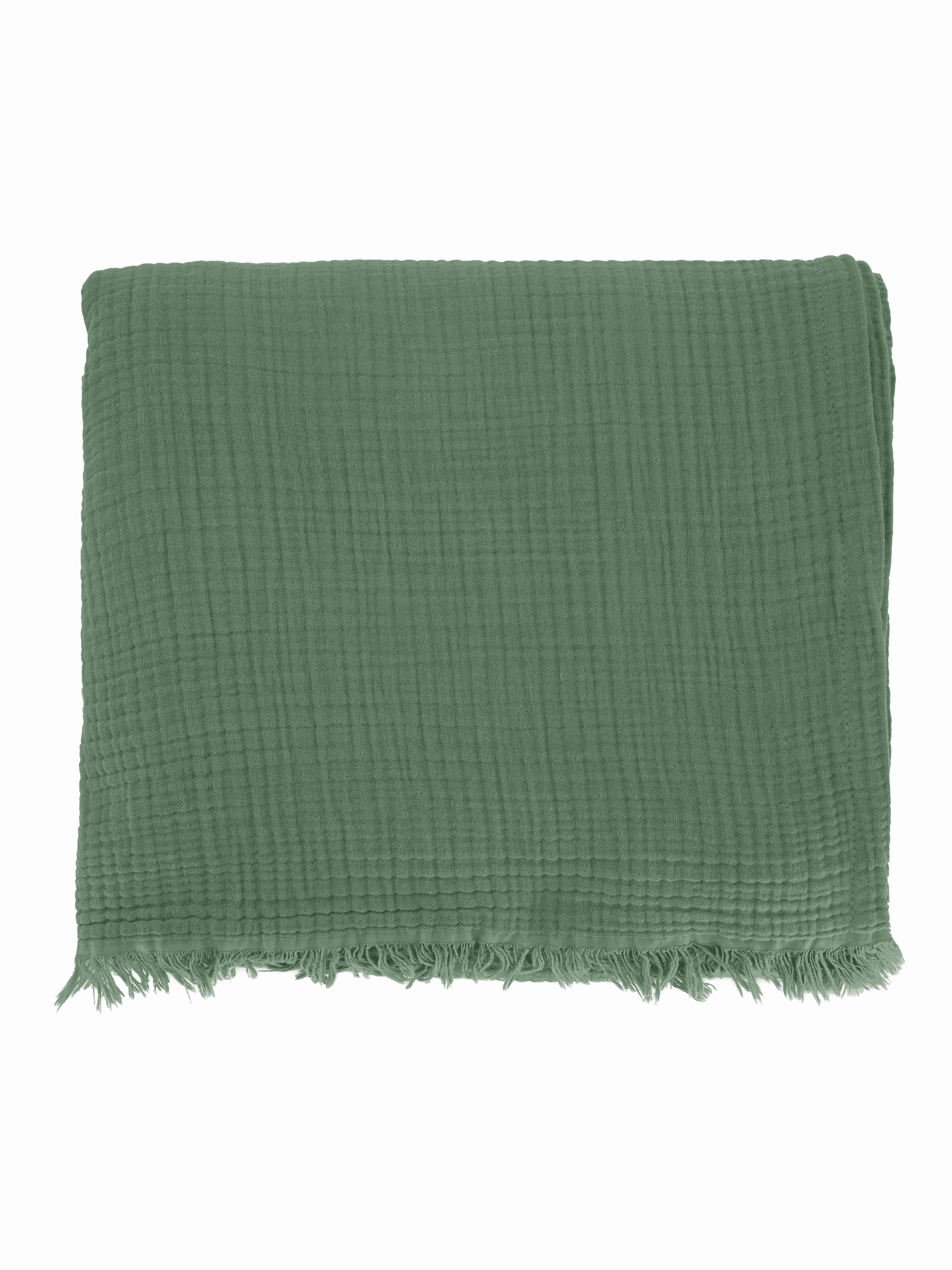 Tagesdecke aus Musselin in Salbei– aus 100 % Baumwolle, weich, bügelfrei und atmungsaktiv, Grösse 180x220 cm