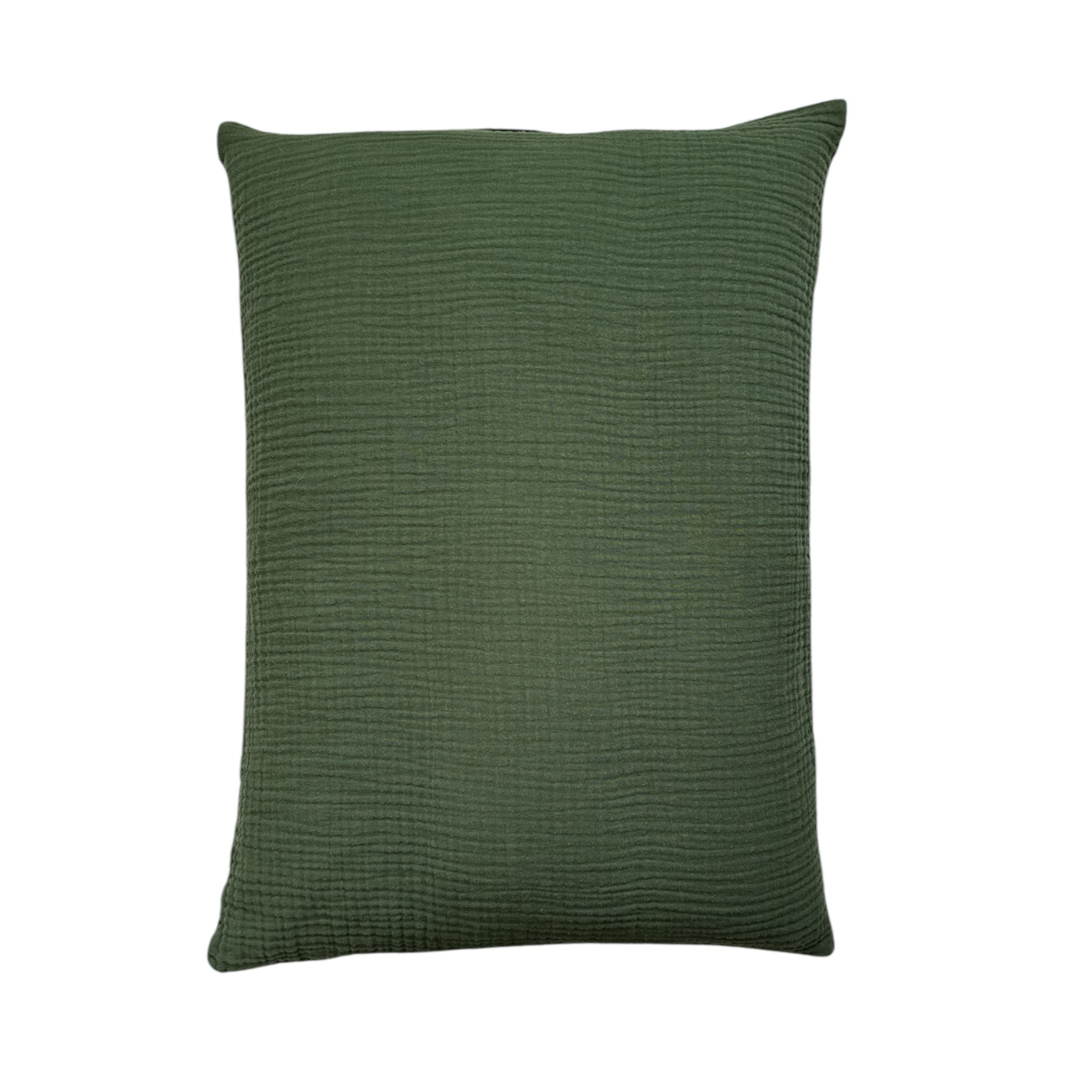 Bio Baumwolle Musselin Kopfkissenbezug in Grösse 50x70, 65x100, 65x65
 mit Reissverschluss in Farbe Dunkelgrün